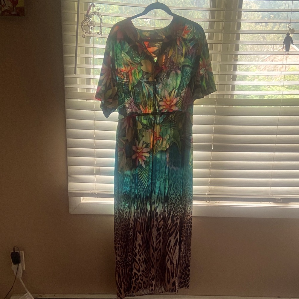 Chico's Floral and Animal Print Maxi Dress